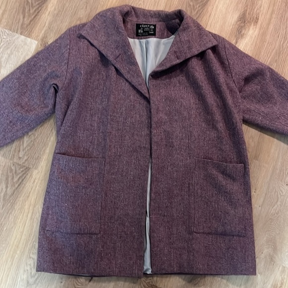 Cleo of Dublin Ireland Lavender Open Wool Long Jacket  with Pockets OS - Picture 2 of 8